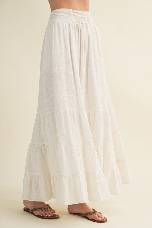 Kiara Maxi Skirt With Lace-Up Waist