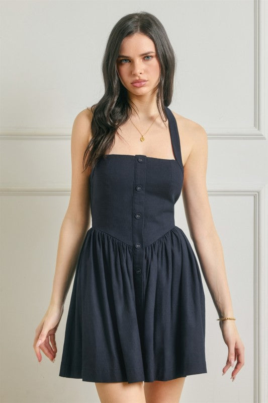 Ariana Flare Halter Mini Dress