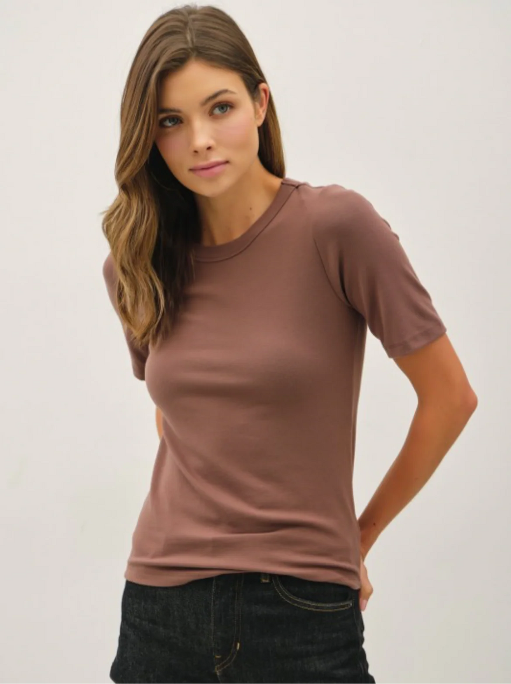 Elena Soft Crew Neck Basic Tee