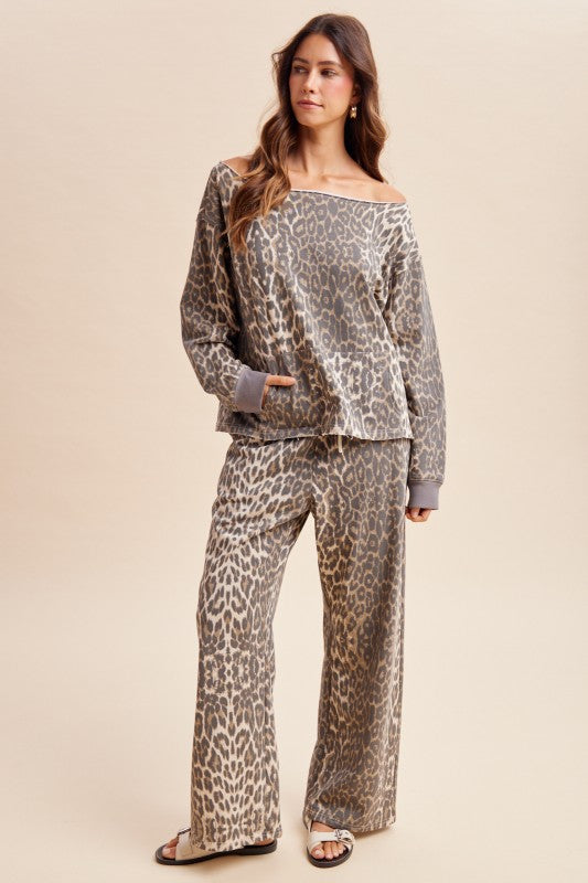 Annie Leopard Off Shoulder Set