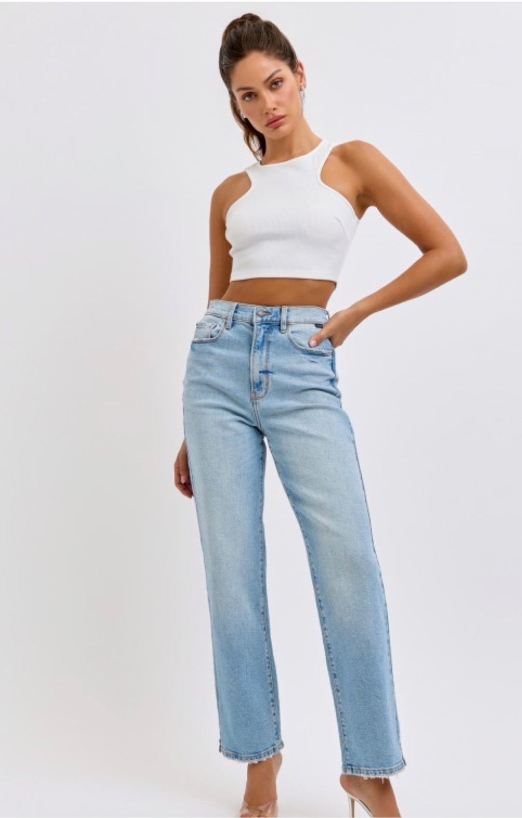 Malory High Rise Jean with Mini Slit