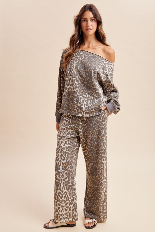 Annie Leopard Off Shoulder Set