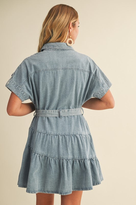 Britt Collared Tiered Ruffle Dress