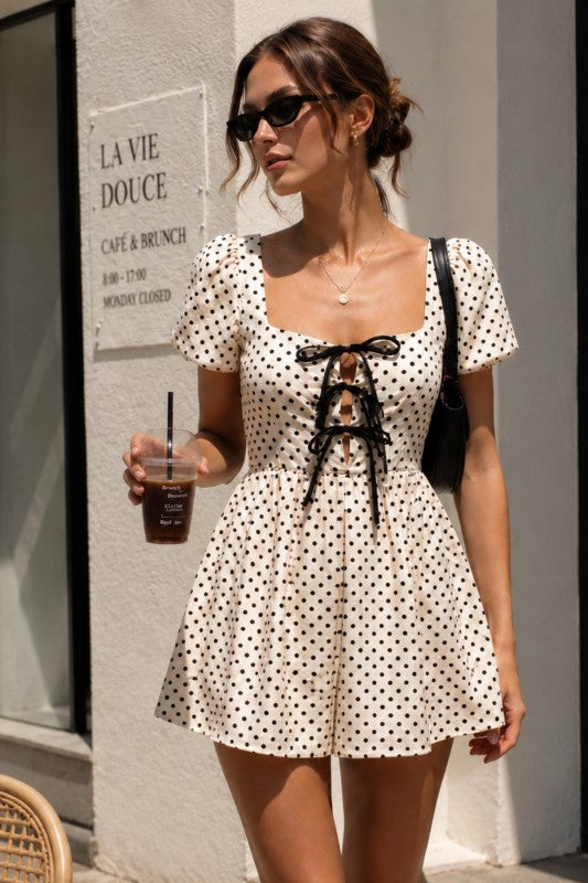 Harper Polka Dot Lace Romper
