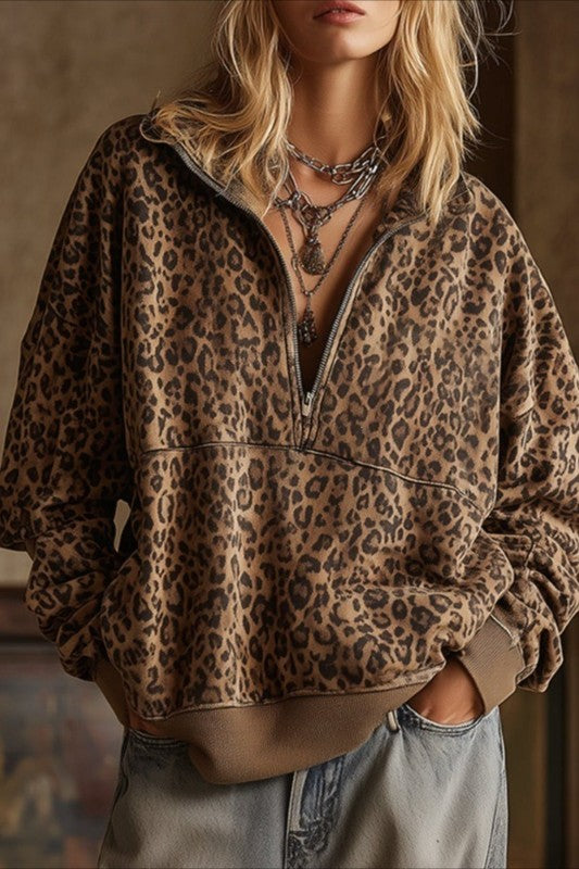 Monique Leopard Print Pullover Sweater