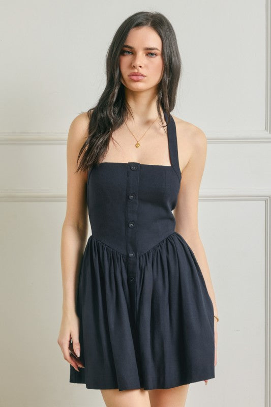 Ariana Flare Halter Mini Dress
