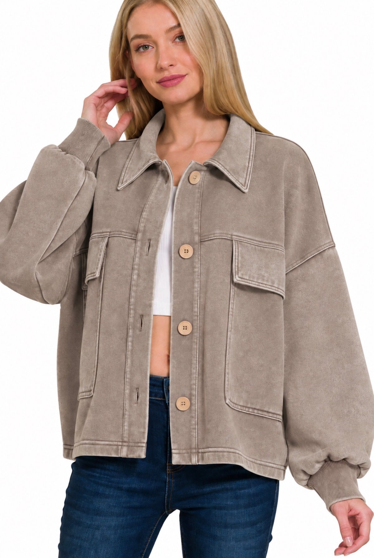Mercedes Acid Washed Fleece Shacket