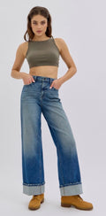 Maria High Rise Wide Leg with Cuff