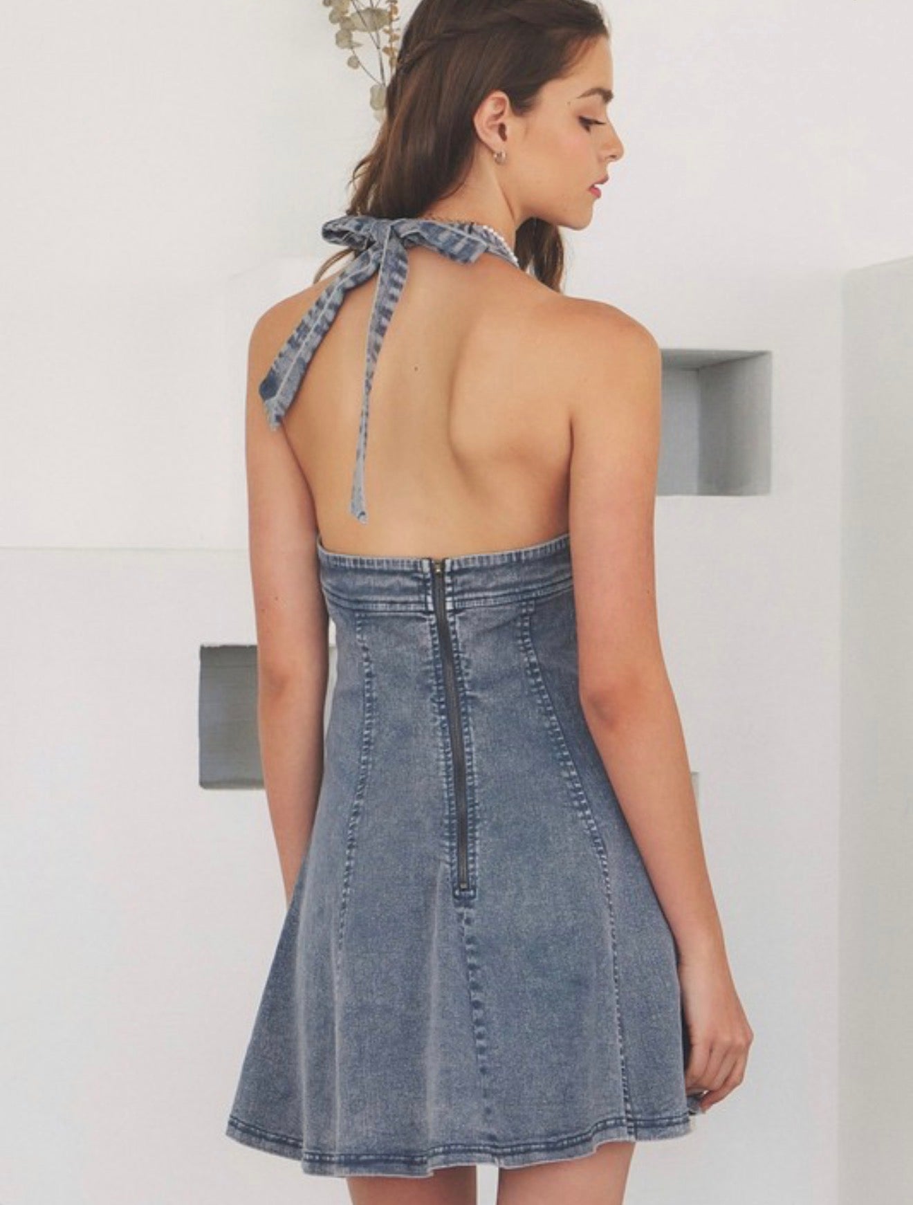 Tasha Tie Halter Neck Flare Dress