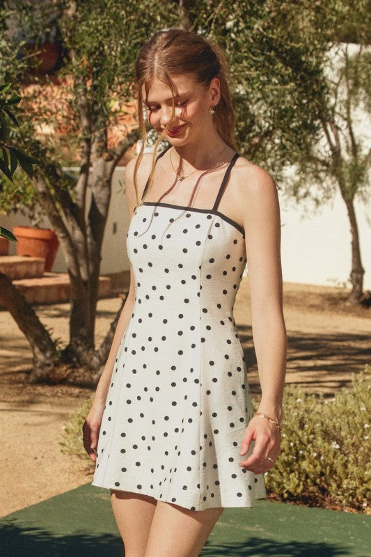 Olivia Polka Dot Back Cutout Dress