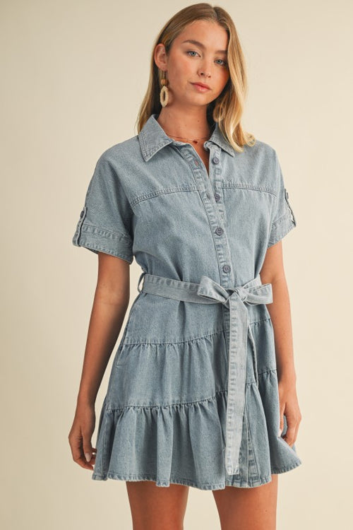 Britt Collared Tiered Ruffle Dress