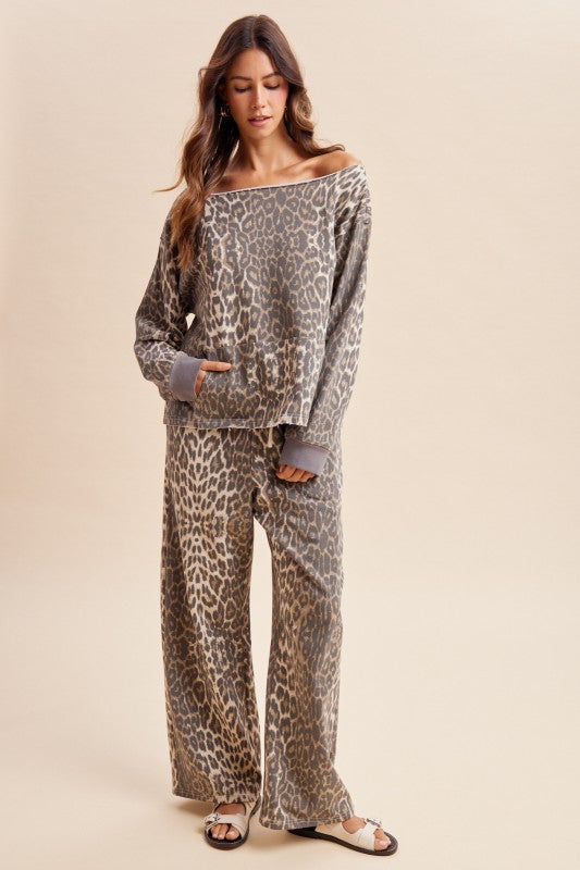 Annie Leopard Off Shoulder Set