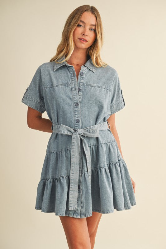 Britt Collared Tiered Ruffle Dress