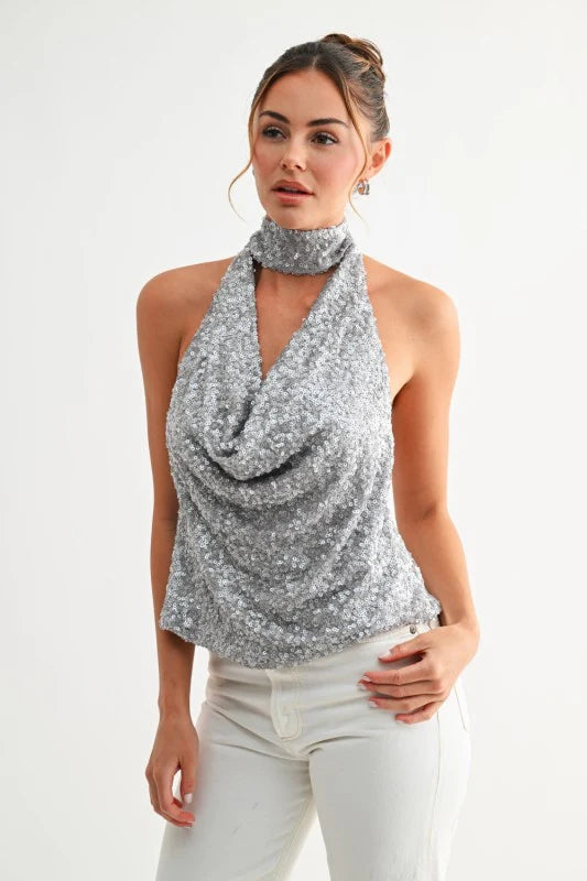 Gianna Sequin Halter Top