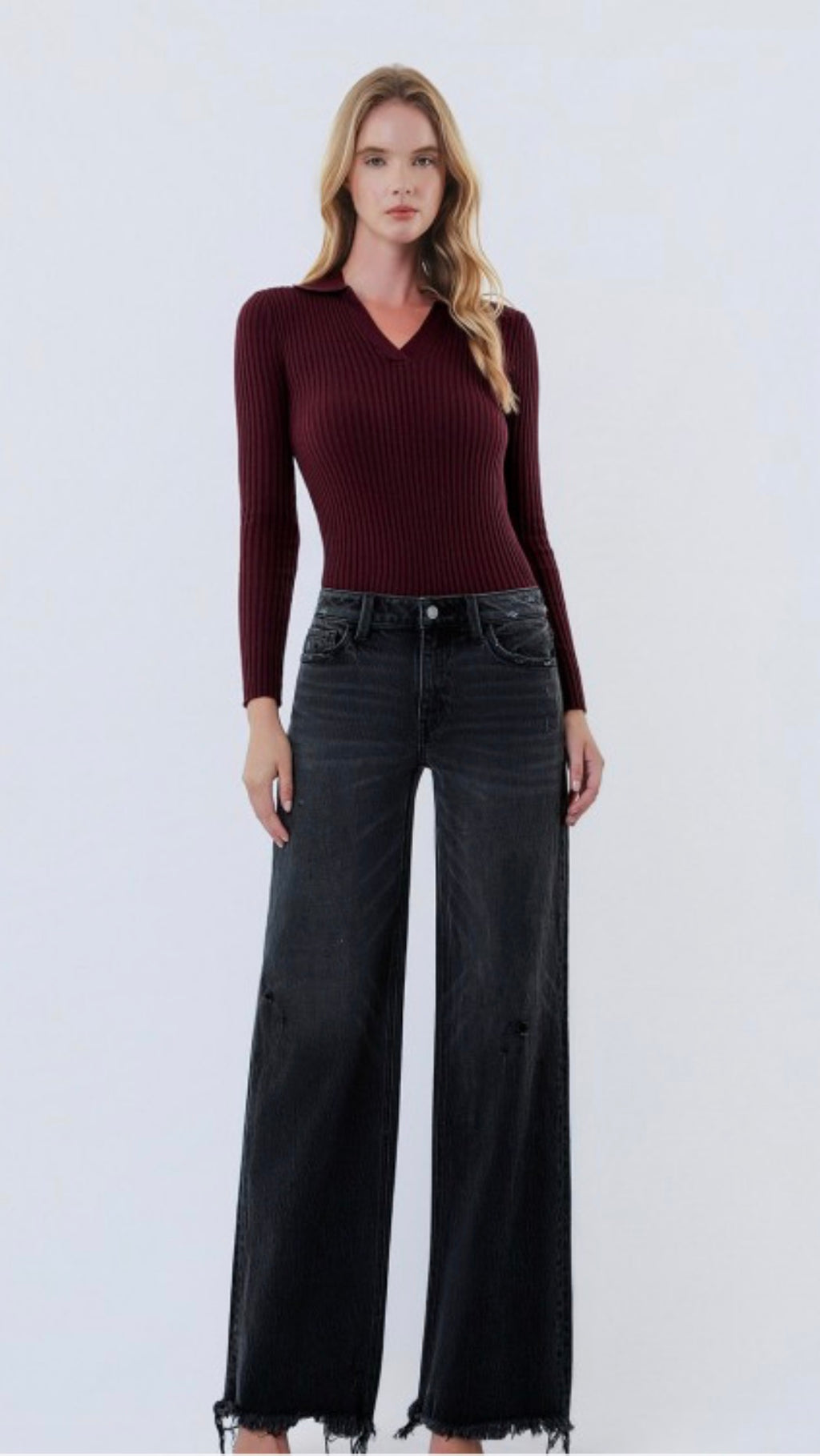 Ariel Mid Rise Black Wide Leg Jeans