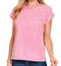 Pricilla Cotton Pink Crinkle Round Neck
