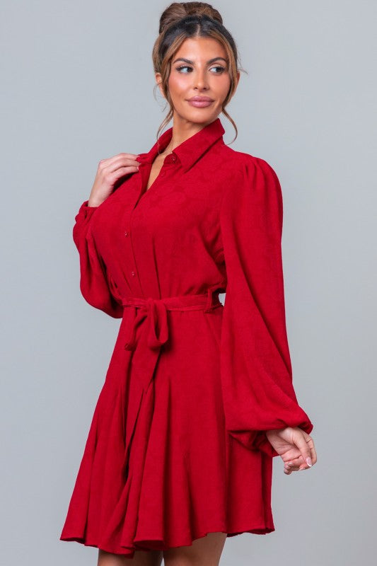 Malory Solid Cuff Sleeve Mini Dress