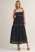 Bel Tassel Tie Embroidered Maxi