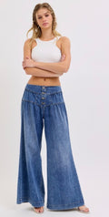 Stephanie 4 Button High Rise Wide Leg