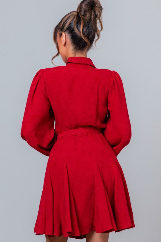 Malory Solid Cuff Sleeve Mini Dress