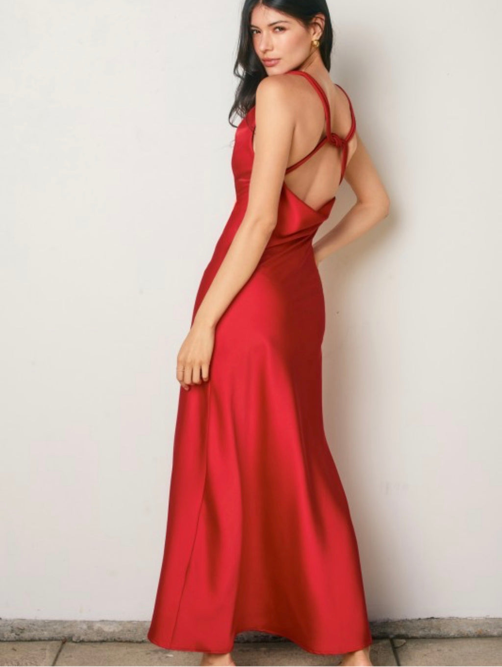 Malorie Red Twisted Strap Maxi Dress
