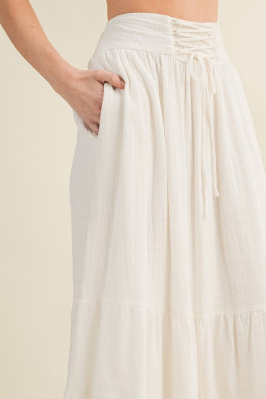 Kiara Maxi Skirt With Lace-Up Waist