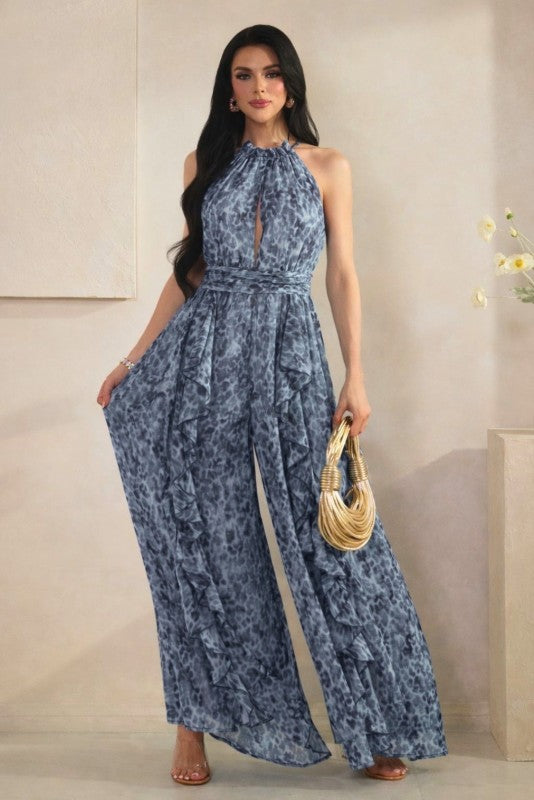Jenn Ruffle Details Wide Leg Jumpsuit