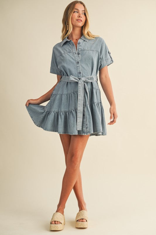 Britt Collared Tiered Ruffle Dress