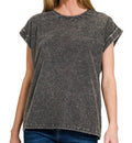 Sara Ash Black Crinkled Round Neck