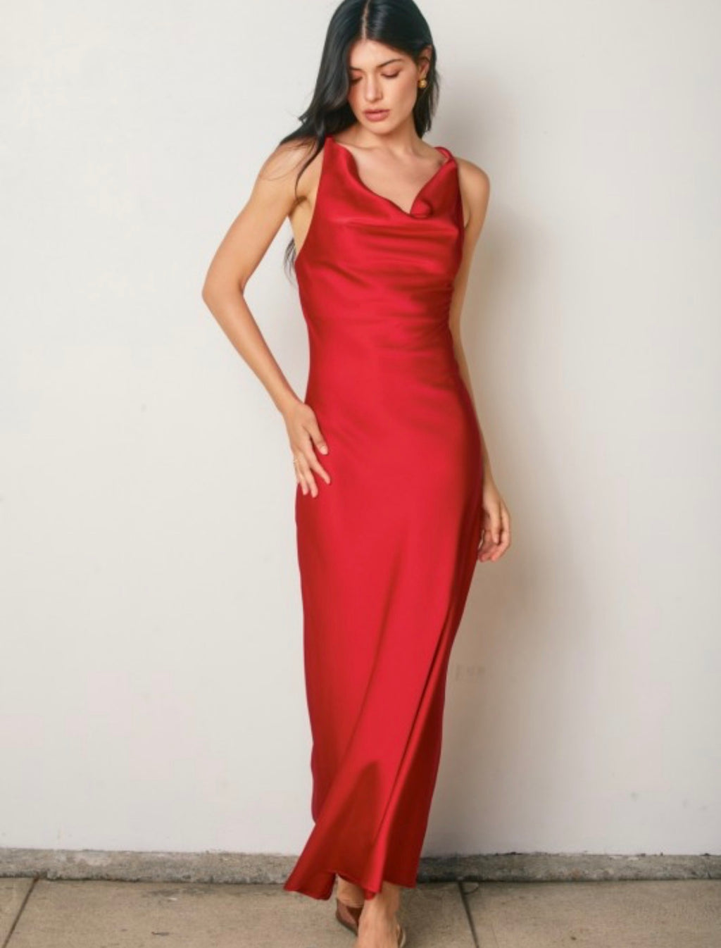 Malorie Red Twisted Strap Maxi Dress