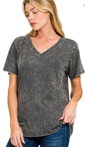 Lauren Washed Short Sleeve V-Neck Top