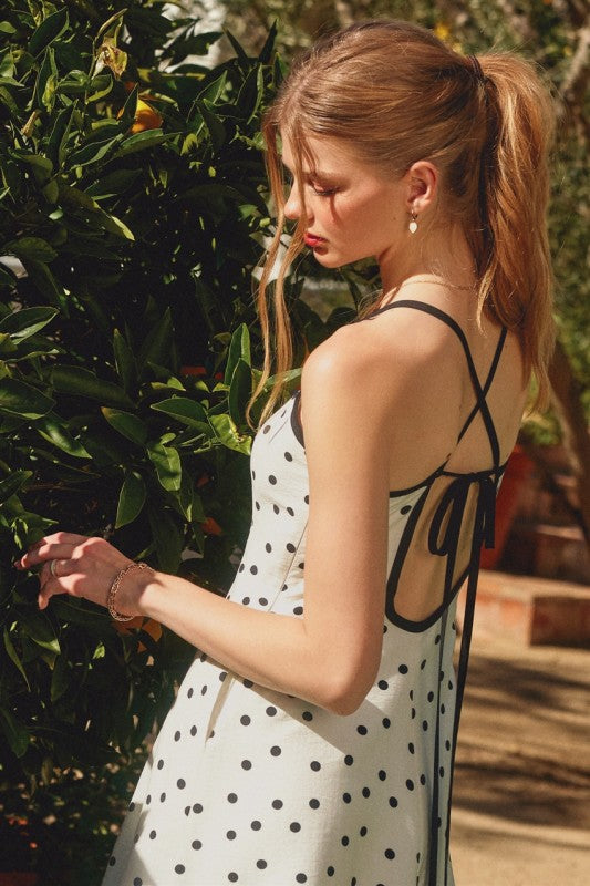 Olivia Polka Dot Back Cutout Dress