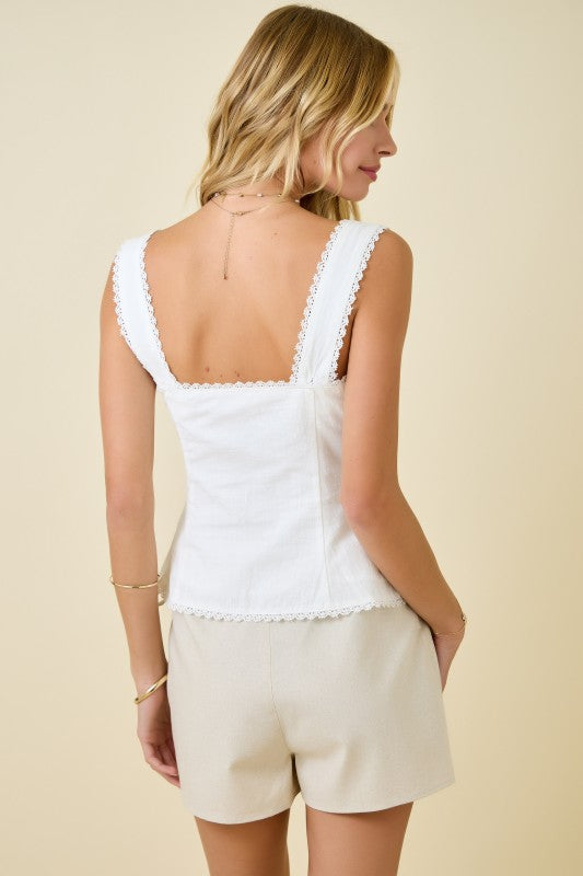 Monica Sleeveless Notch Neck Top