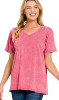 Stephanie Washed Short Sleeve V-neck Top