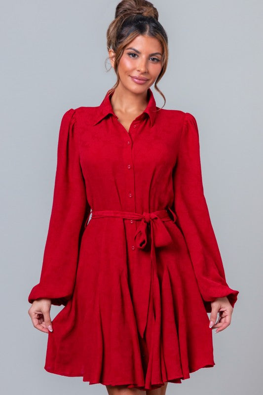 Malory Solid Cuff Sleeve Mini Dress