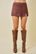 Mallory Mid Waisted Suede Skort