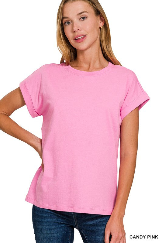 Susy Cotton Folded Sleeve T-shirt
