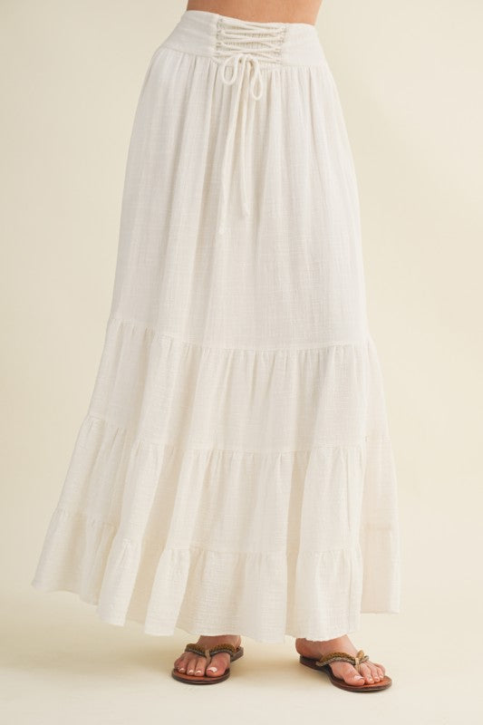 Kiara Maxi Skirt With Lace-Up Waist