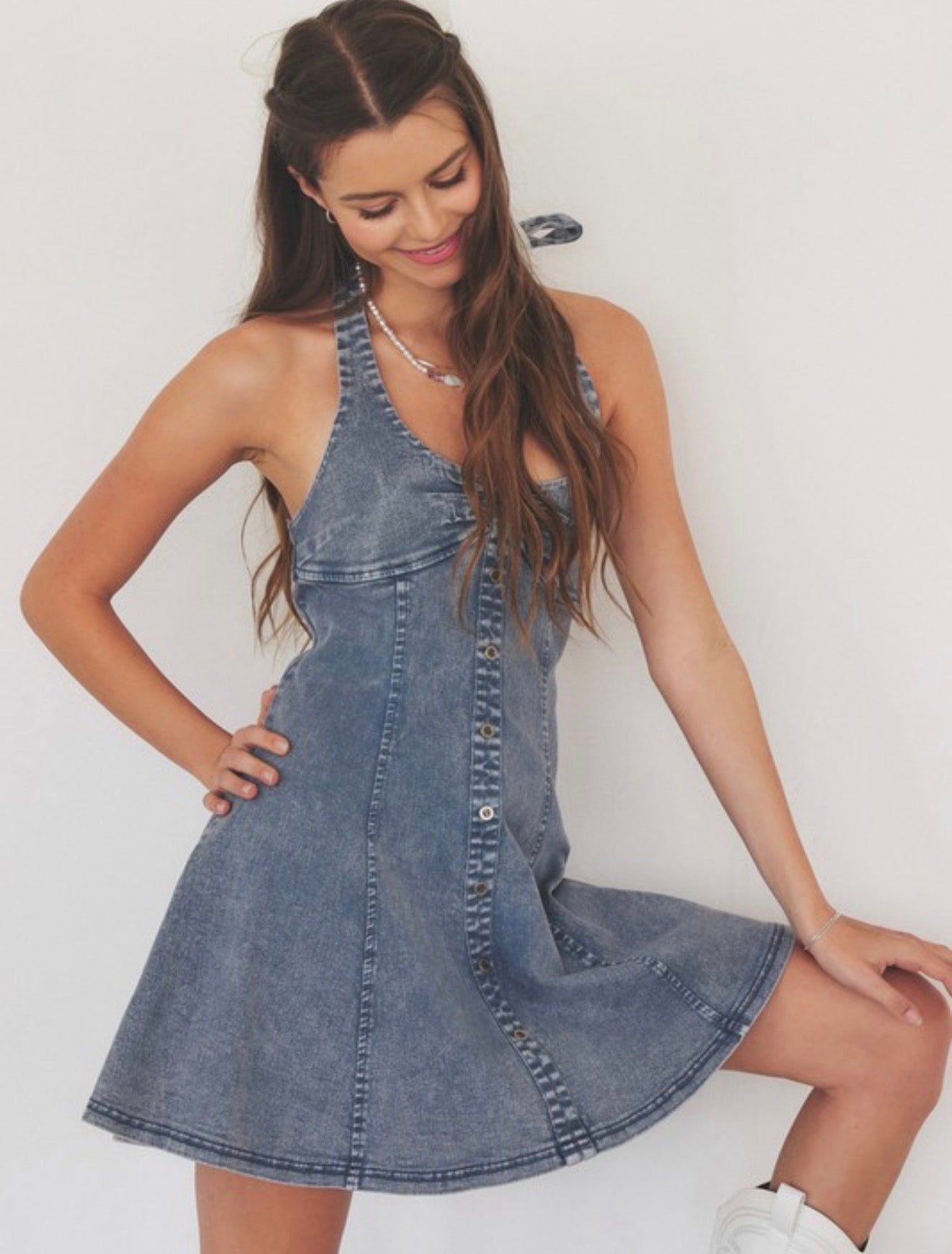 Tasha Tie Halter Neck Flare Dress