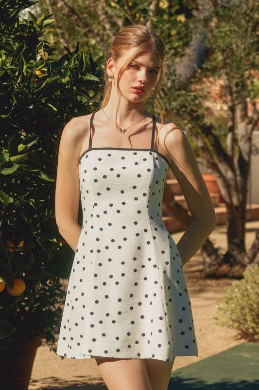Olivia Polka Dot Back Cutout Dress