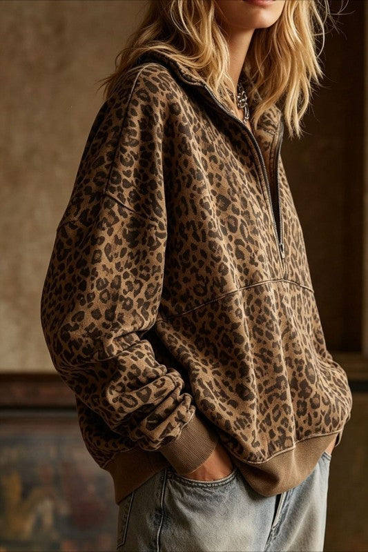 Monique Leopard Print Pullover Sweater