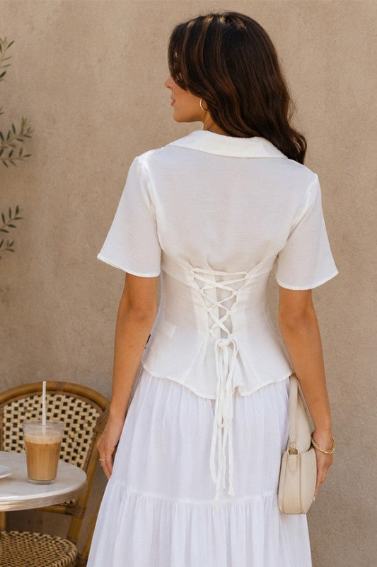 Courtney Lace-up Back Corset Blouse